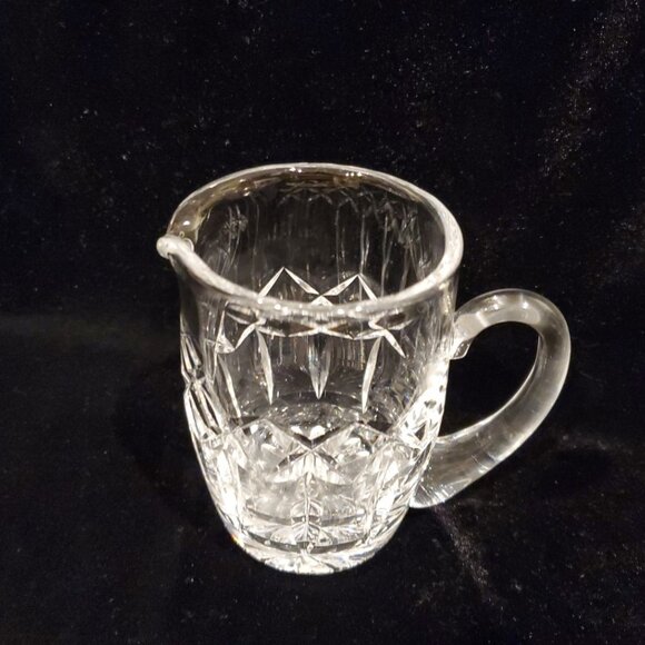 Vintage Clear Cut Glass Crystal Diamond Pattern Small Pitcher Creamer 4"H  9 oz. - Picture 3 of 5